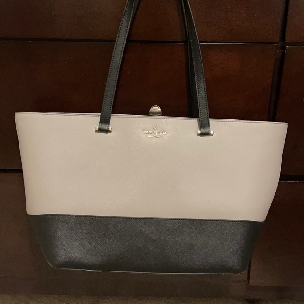 Grey and Black Kate Spade Shoulder Purse